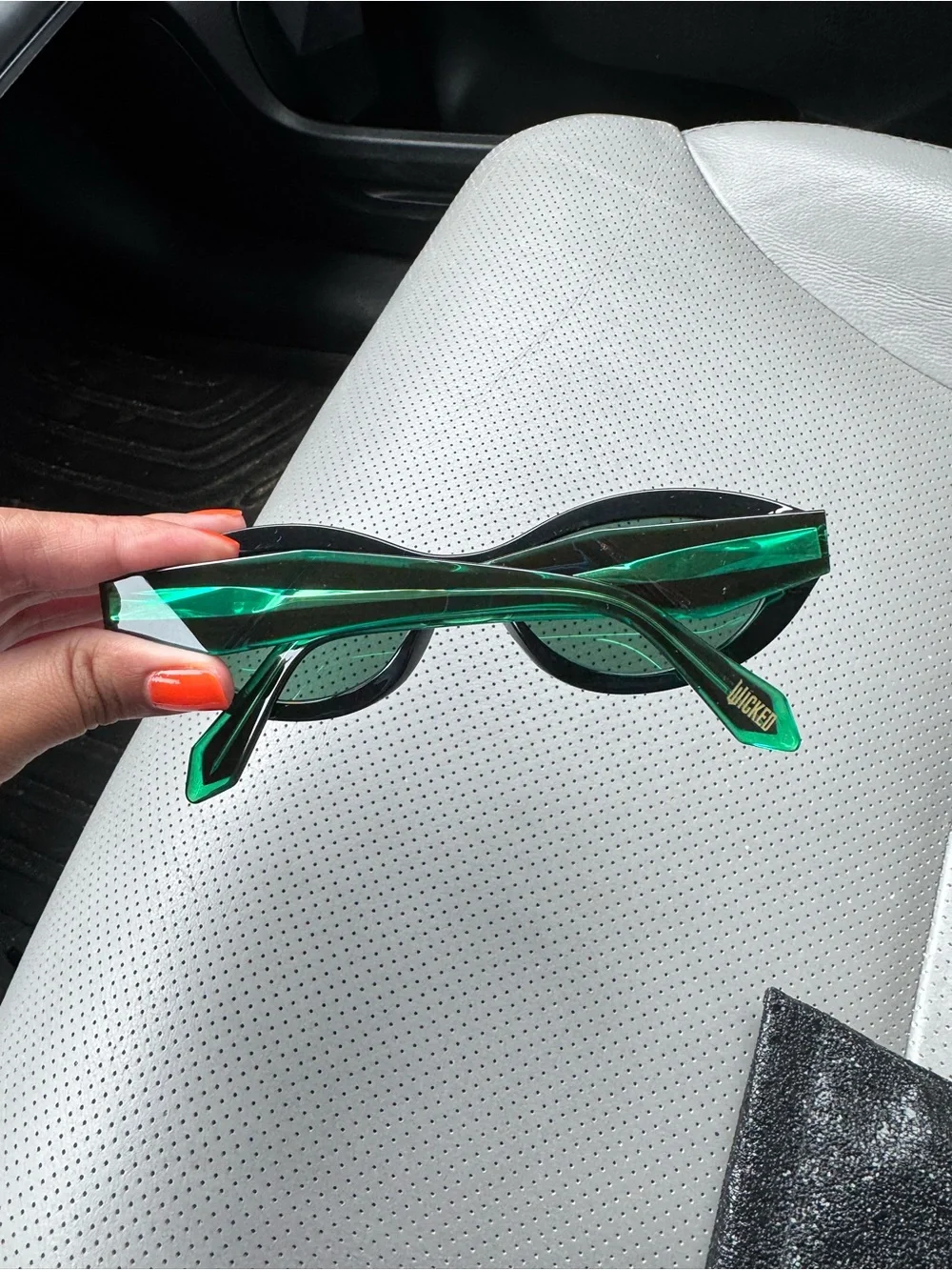 Diff Eyewear Wicked Black Oval Sunglasses with Green Lenses